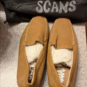 Tan Perforated Loafers for Men/Leather Lining with minimal wear/see photos